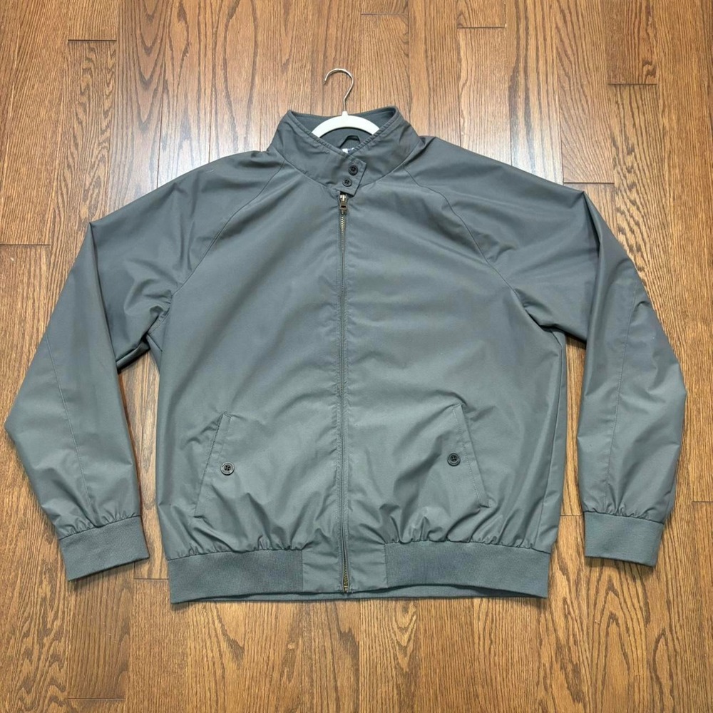 Vintage bomber jacket grey full zip silver work formal preppy Men's large